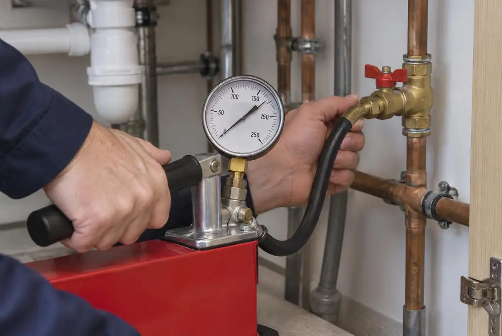 Lekdetectie Bunschoten – druktest op een waterleiding met een manometer