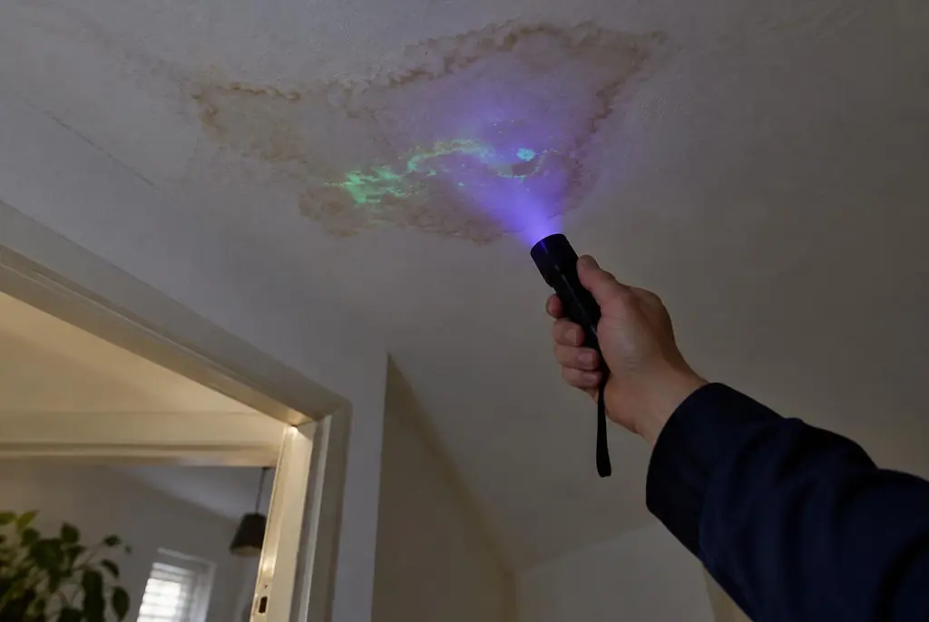 Lekdetectie Bunschoten – kleurstof controleren op het plafond met uv-licht