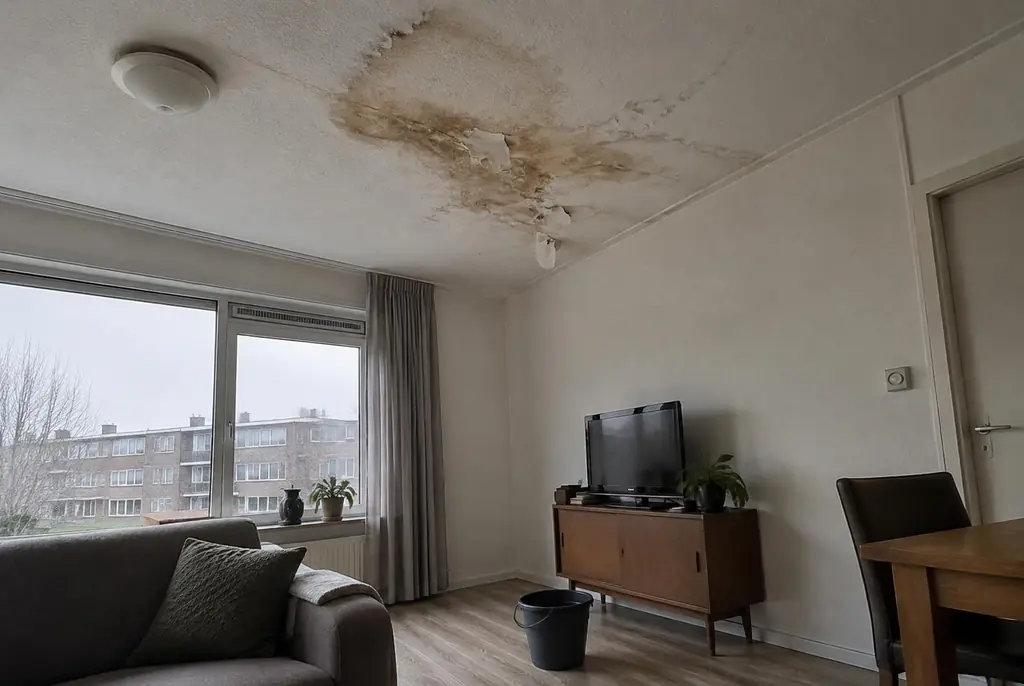 Lekdetectie Bunschoten – vochtplek op het plafond onder een badkamer